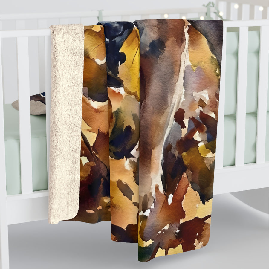 French Bulldog Watercolor Autumn Path Throw Blanket | Premium Dog Art | Tritan