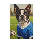 Boston Terrier Oil Painting Soccer Portrait Canvas Wall Art - Dog Lover Gift, Pet Decor, Sports Fan Home Art