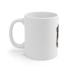 Australian Shepherd Stained Glass Monochrome Gold Ceramic Mug 11oz | Dog Lover Gift