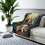 Beagle Low Poly Forest Sherpa Fleece Blanket | Dog Lover Gift