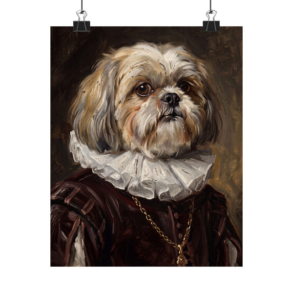 Shih Tzu Renaissance Royal Portrait Matte Poster, Regal Dog Art Print, Shih Tzu Lover Gift, Wall Art