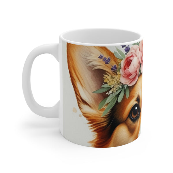 Corgi Watercolor Floral Crown Coffee Mug | Premium Dog Prints | Tritan