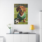 Dachshund Oil Painting Soccer Portrait Stretched Canvas Wall Art | Funny Dog Decor Gift | Pet Lover Home Art
