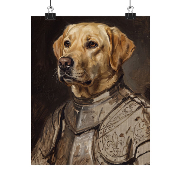 Labrador Retriever Medieval Knight Portrait Matte Poster, Regal Dog Art Print, Labrador Retriever Lover Gift, Wall Art