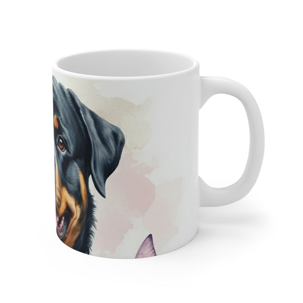Rottweiler Watercolor Butterfly Bloom Coffee Mug | Premium Dog Prints | Tritan