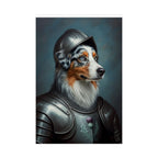 Australian Shepherd Medieval Knight Portrait Matte Poster, Regal Dog Art Print, Australian Shepherd Lover Gift, Wall Art