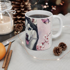 Siberian Husky Watercolor Butterfly Bloom Coffee Mug | Premium Dog Prints | Tritan — detail view