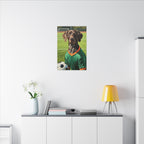 German Shorthaired Pointer Oil Painting Soccer Portrait Wall Art, GSP Dog Lover Gift, Canine Decor, Fetching Football Fan Canvas