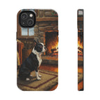 Acrylic Boston Terrier - Winter Hearth | Tough Phone Case