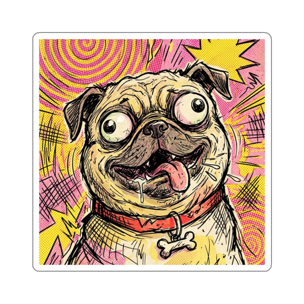 The Dramatic Pug Die-Cut Sticker | Comic Dog Art Gift