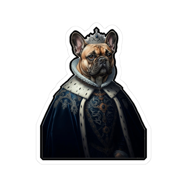 French Bulldog Kings & Queens Royal Portrait Sticker, Dog Portrait Vinyl Decal, Kiss-Cut Sticker, French Bulldog Lover Gift