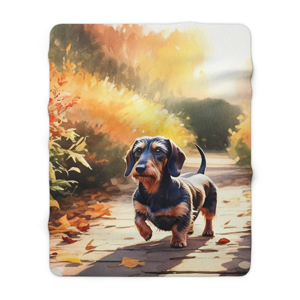 Dachshund Watercolor Autumn Path Throw Blanket | Premium Dog Prints | Tritan