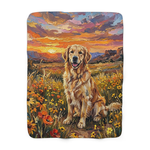 Golden Retriever Acrylic Gallery Print Sunset Prairie Throw Blanket | Premium Dog Prints | Tritan — primary view