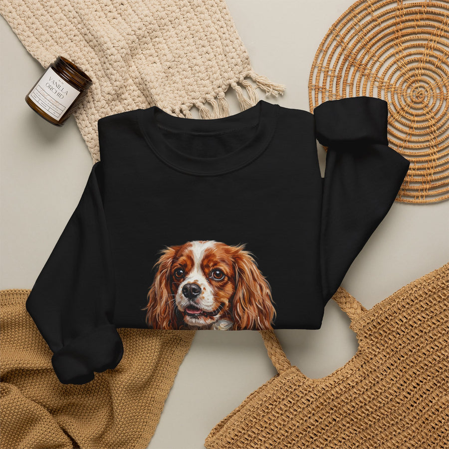 Cavalier King Charles Spaniel Sweatshirt | Painterly Dog Art Crewneck | Cavalier Mom Gift | Cozy Pullover for Dog Lovers