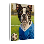 Boston Terrier Oil Painting Soccer Portrait Canvas Wall Art - Dog Lover Gift, Pet Decor, Sports Fan Home Art