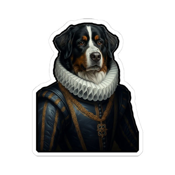 Bernese Mountain Dog Renaissance Royal Portrait Sticker, Dog Portrait Vinyl Decal, Kiss-Cut Sticker, Bernese Mountain Dog Lover Gift