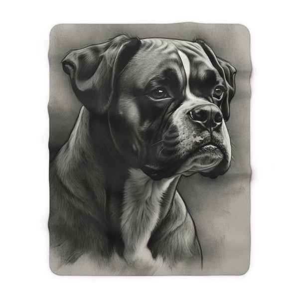 Boxer Charcoal Portrait Sherpa Fleece Blanket | Dog Lover Gift
