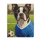Boston Terrier Oil Painting Soccer Portrait Canvas Wall Art - Dog Lover Gift, Pet Decor, Sports Fan Home Art