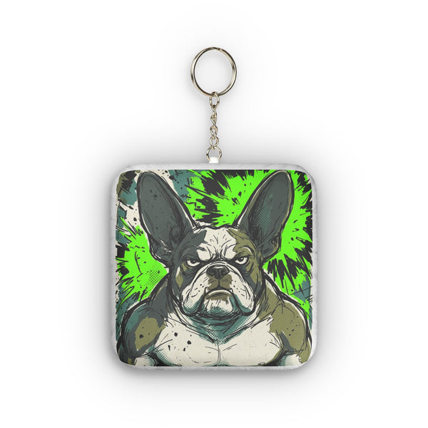 The Bossy Frenchie Plush Keychain | French Bulldog Comic Dog Art
