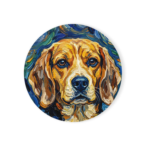 Beagle Coaster | Post-Impressionist Oil Painting Dog Art | Pet Lover Gift & Home Decor