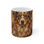 Australian Shepherd Stained Glass Warm Jewel Ceramic Mug 11oz | Dog Lover Gift