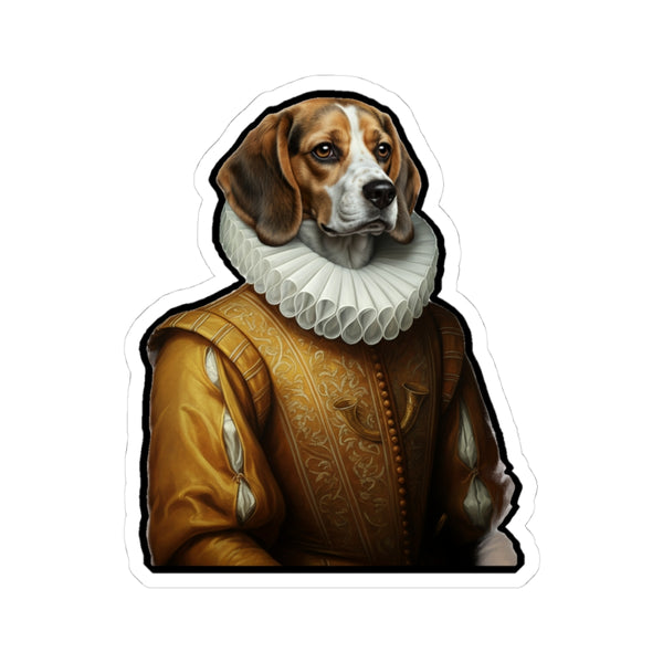 Beagle Renaissance Royal Portrait Sticker, Dog Portrait Vinyl Decal, Kiss-Cut Sticker, Beagle Lover Gift