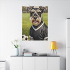 Miniature Schnauzer Soccer Portrait Oil Painting Canvas Wall Art, Schnauzer Dog Lover Gift, Pet Decor, Sports Fan Home Decor