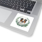 Australian Shepherd Watercolor Botanical Wreath Kiss-Cut Stickers | Premium Dog Prints | Tritan — view 5 of 12