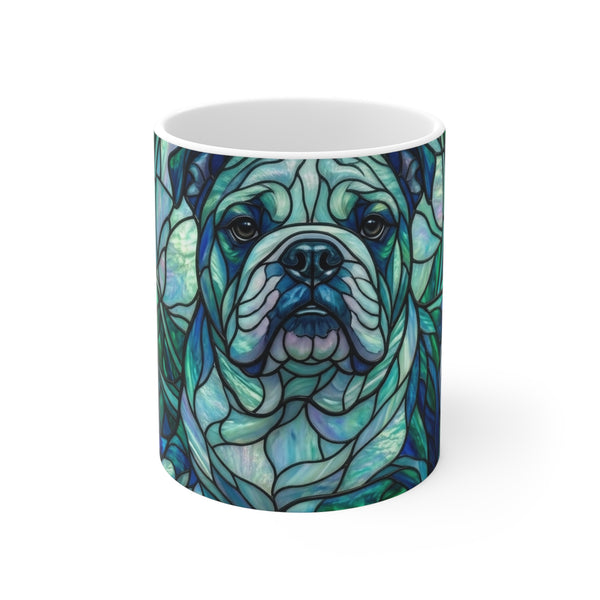 English Bulldog Stained Glass Cool Jewel Ceramic Mug 11oz | Dog Lover Gift
