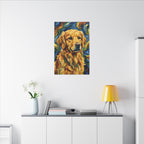 Golden Retriever Post-Impressionist Oil Painting Canvas Wall Art - Dog Lover Gift, Pet Decor for Home, Premium Stretched Canvas Print