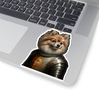 Pomeranian Medieval Knight Portrait Sticker, Dog Portrait Vinyl Decal, Kiss-Cut Sticker, Pomeranian Lover Gift