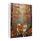 Shiba Inu Acrylic Painting Canvas Wall Art | Autumn Woods Dog Decor | Cute Shiba Gift for Dog Lovers | Pet Portrait Print