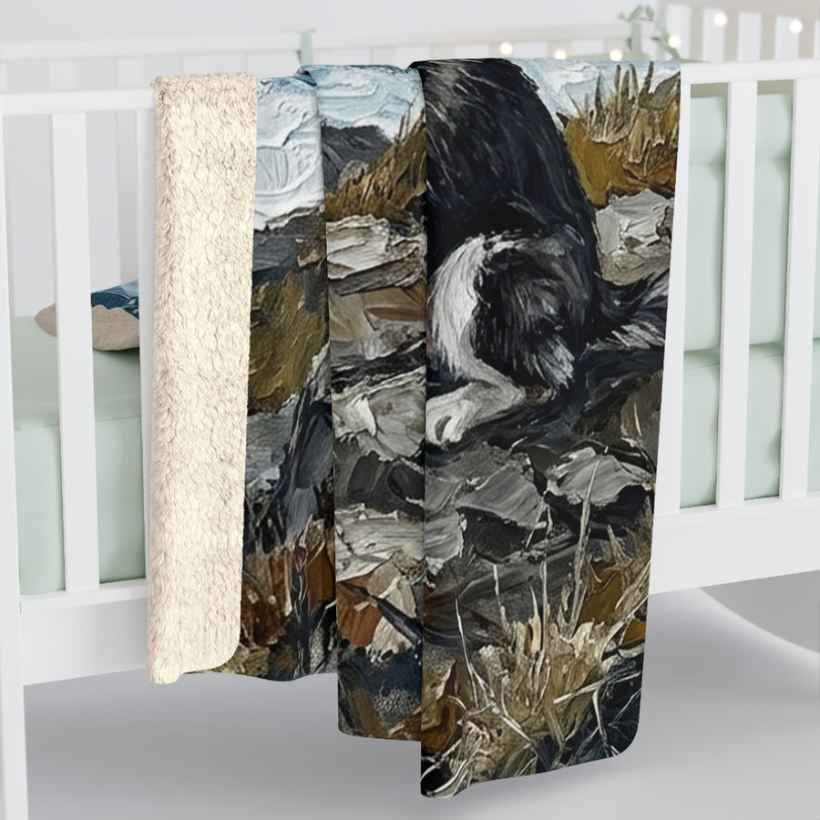 Siberian Husky Acrylic Gallery Print Coastal Cliffside Throw Blanket | Premium Dog Prints | Tritan — detail view