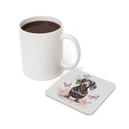Dachshund Watercolor Butterfly Bloom Drink Coaster | Premium Dog Prints | Tritan