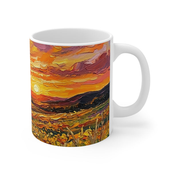 Border Collie Acrylic Gallery Print Sunset Prairie Ceramic Mug 11oz | Dog Lover Gift