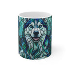Siberian Husky Stained Glass Cool Jewel Ceramic Mug 11oz | Dog Lover Gift