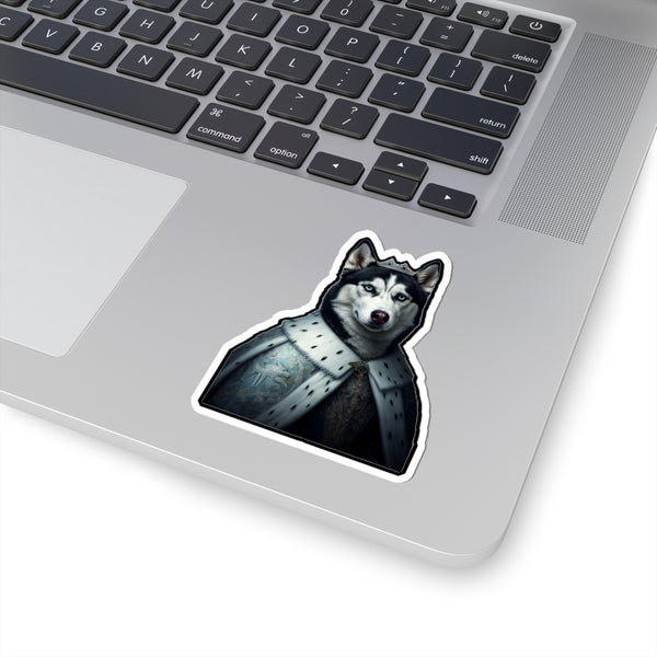 Siberian Husky Kings & Queens Royal Portrait Sticker, Dog Portrait Vinyl Decal, Kiss-Cut Sticker, Siberian Husky Lover Gift — Lifestyle View