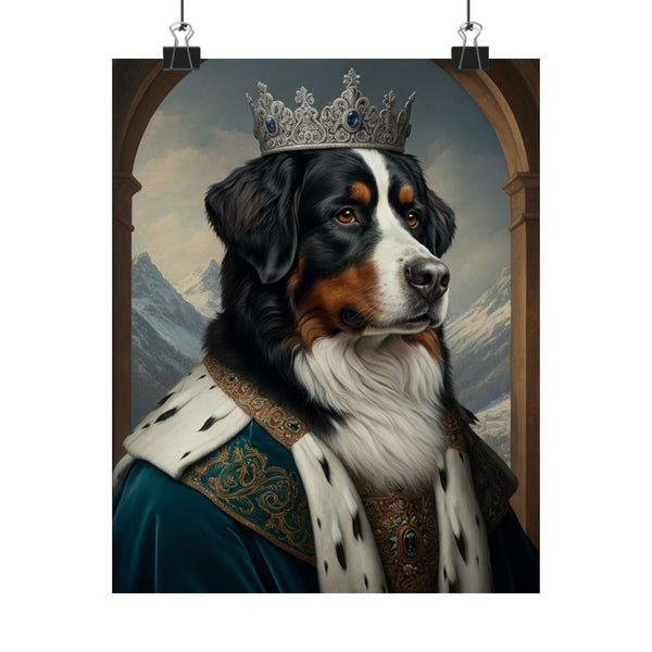 Bernese Mountain Dog Kings & Queens Royal Portrait Matte Poster, Regal Dog Art Print, Bernese Mountain Dog Lover Gift, Wall Art