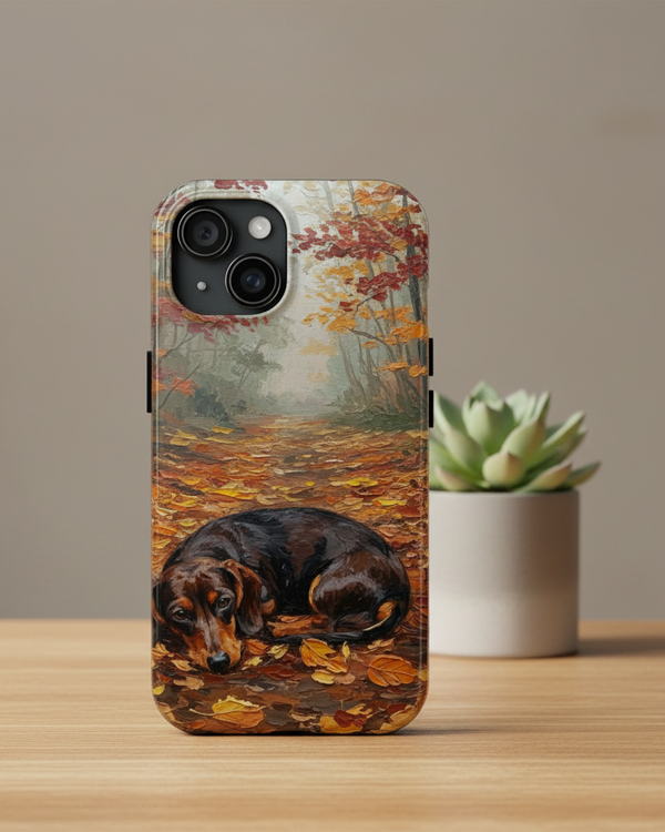 Acrylic Dachshund - Autumn Woods | Tough Phone Case