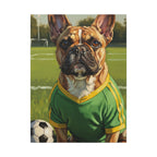 French Bulldog Oil Painting Soccer Portrait Canvas Wall Art Decor Gift for Dog Lovers