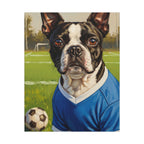 Boston Terrier Oil Painting Soccer Portrait Canvas Wall Art - Dog Lover Gift, Pet Decor, Sports Fan Home Art