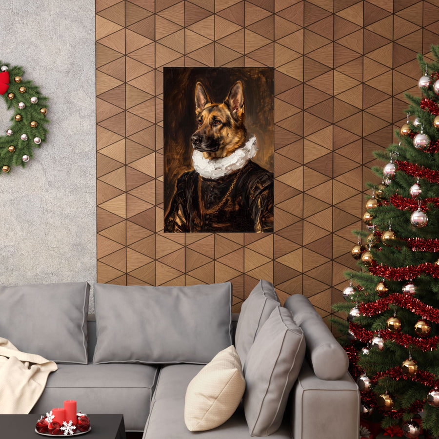 German Shepherd Renaissance Royal Portrait Matte Poster, Regal Dog Art Print, German Shepherd Lover Gift, Wall Art