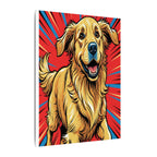Golden Retriever Comic Pop Art Canvas - Dynamic Dog Print with Retro Halftone Style