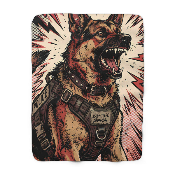 German Shepherd Comic Pop Art Throw Blanket | Premium Dog Art | Tritan