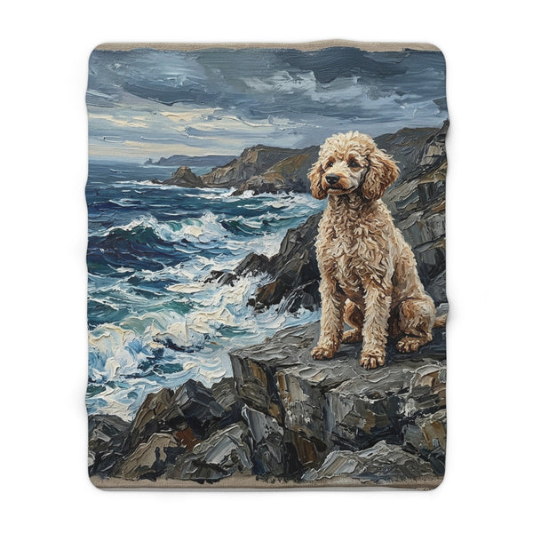 Poodle Acrylic Gallery Print Coastal Cliffside Throw Blanket | Premium Dog Prints | Tritan