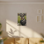 Miniature Schnauzer Soccer Portrait Oil Painting Canvas Wall Art, Schnauzer Dog Lover Gift, Pet Decor, Sports Fan Home Decor