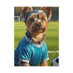 Yorkshire Terrier Oil Painting Soccer Portrait Canvas Wall Art | Yorkie Dog Lover Gift | Pet Decor for Home