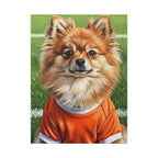 Pomeranian Soccer Portrait Oil Painting Canvas Wall Art | Pomeranian Gift | Dog Lover Decor | Pet Portrait Stretched Canvas Print