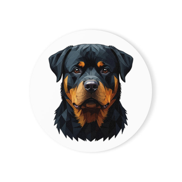 Rottweiler Low Poly Monochrome Gold Cork Back Coaster | Dog Lover Gift