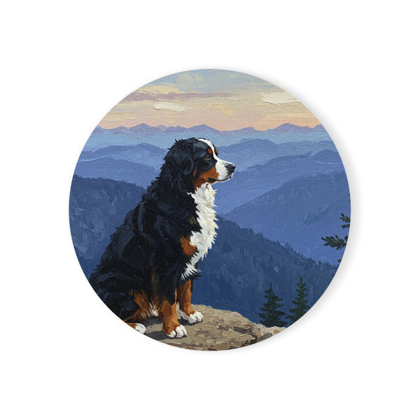 Acrylic Bernese Mountain Dog - Mountain Overlook | Cork Back Coaster